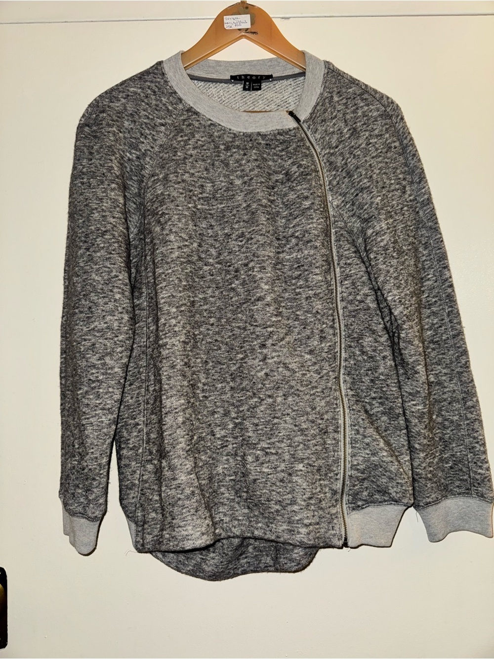 Theory Gray Cozy Crewneck side zip Sweater medium